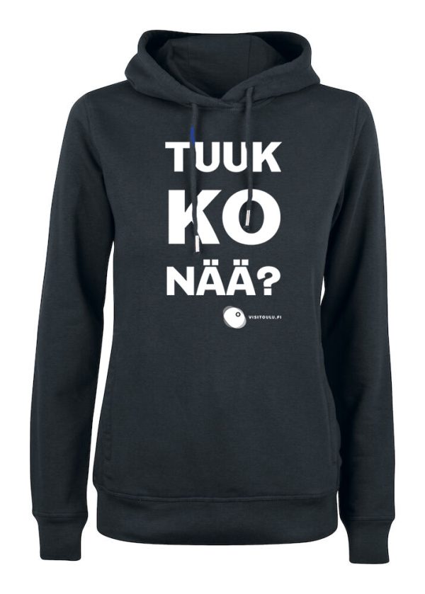 Tuukkonää naisten luomupuuvilla huppari