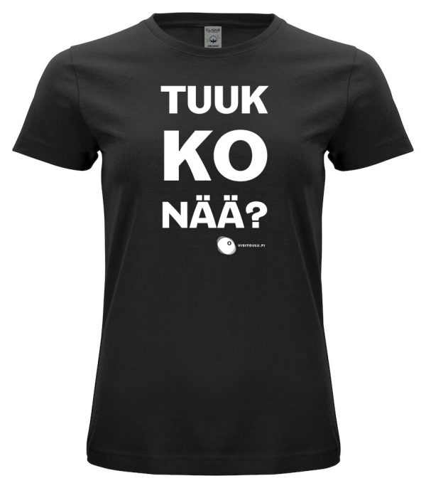 Tuukkonää naisten luomupuuvilla t-paita musta